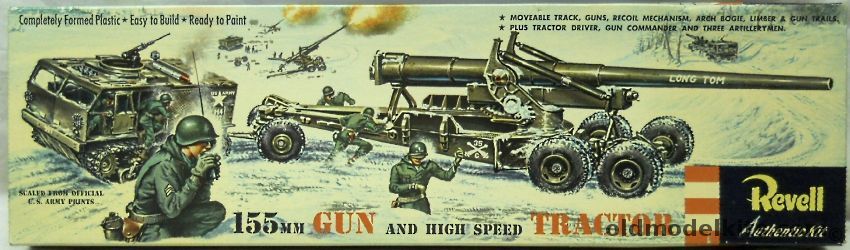 Revell 1/40 155mm Long Tom Gun and M-4 High Speed Tractor 'S' Kit, H523-198 plastic model kit